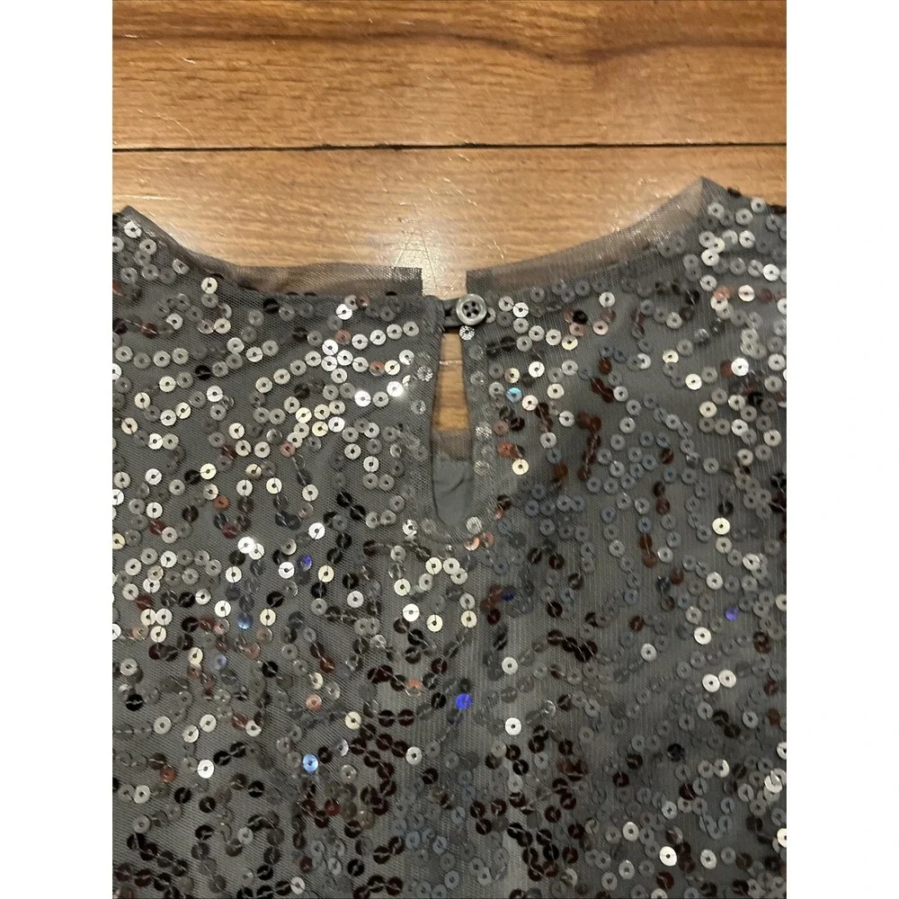 Gap Kids XL Gray Silver Sequin Party Dress Girls 12-13 Short Sleeve Holiday